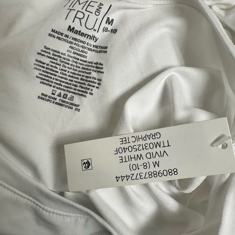 NWOT Time & Tru Maternity White 'Mama Bear' Graphic Short Sleeve T-Shirt- Size M - Picture 4 of 5